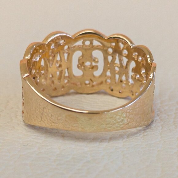 14K Yellow Gold Scalloped Filigree Band Ring, Size 7 — 4.30g - Picture 5 of 10